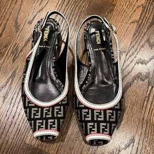 Fendi sling back logo flats